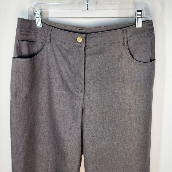 St. John Gray Lightweight Cotton Denim Jeans Size 12 High Rise Straight Leg - Picture 3 of 7